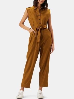 Amour Vert Like New Cotton Linen Jumpsuit Large Sienna